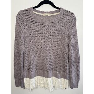 Altar'd State Women's Lace Trim Open Knit Sweater Size S Coquette Romantic Fairy